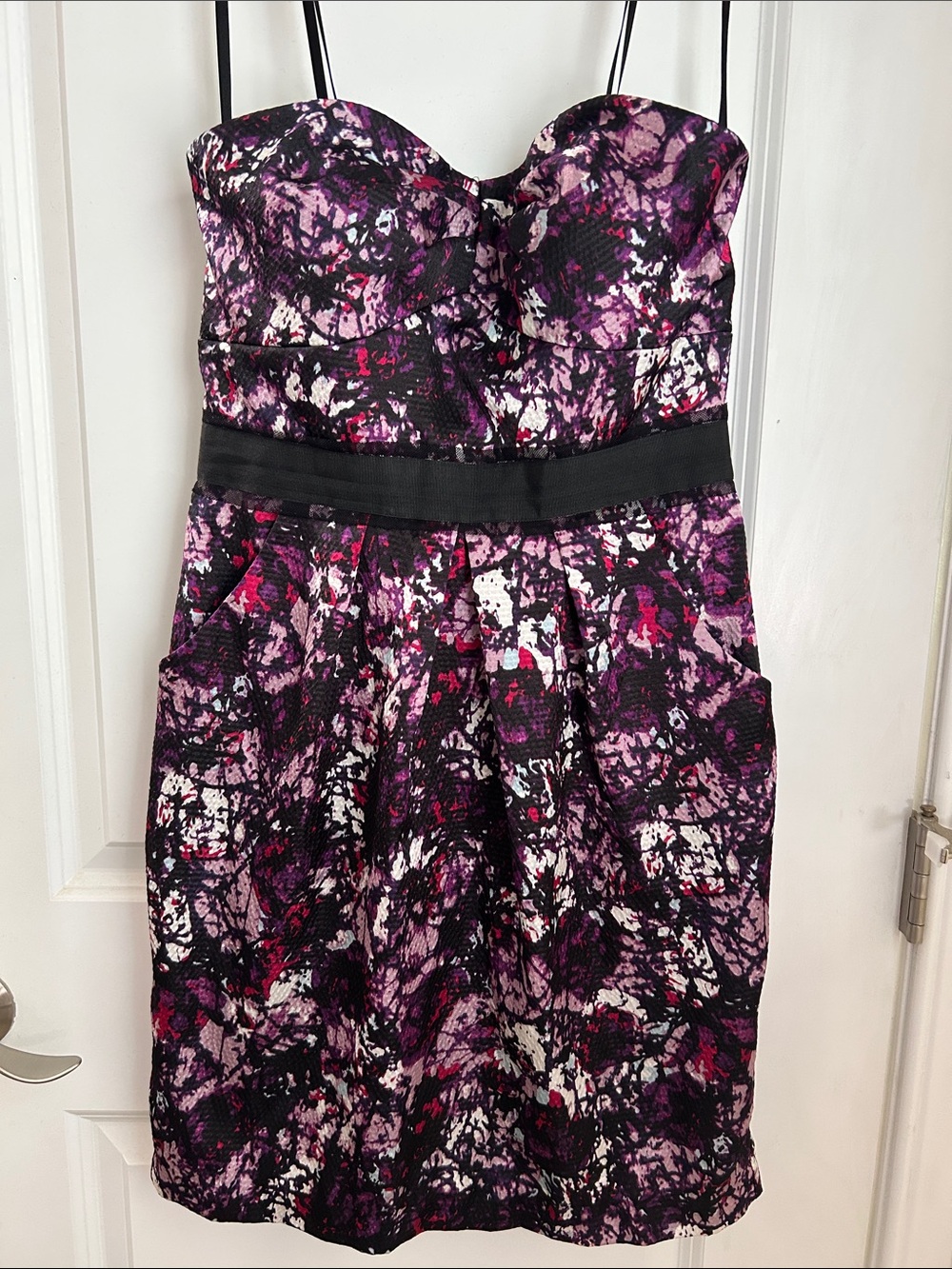 Strapless Purple Abstract Print Dress size 8